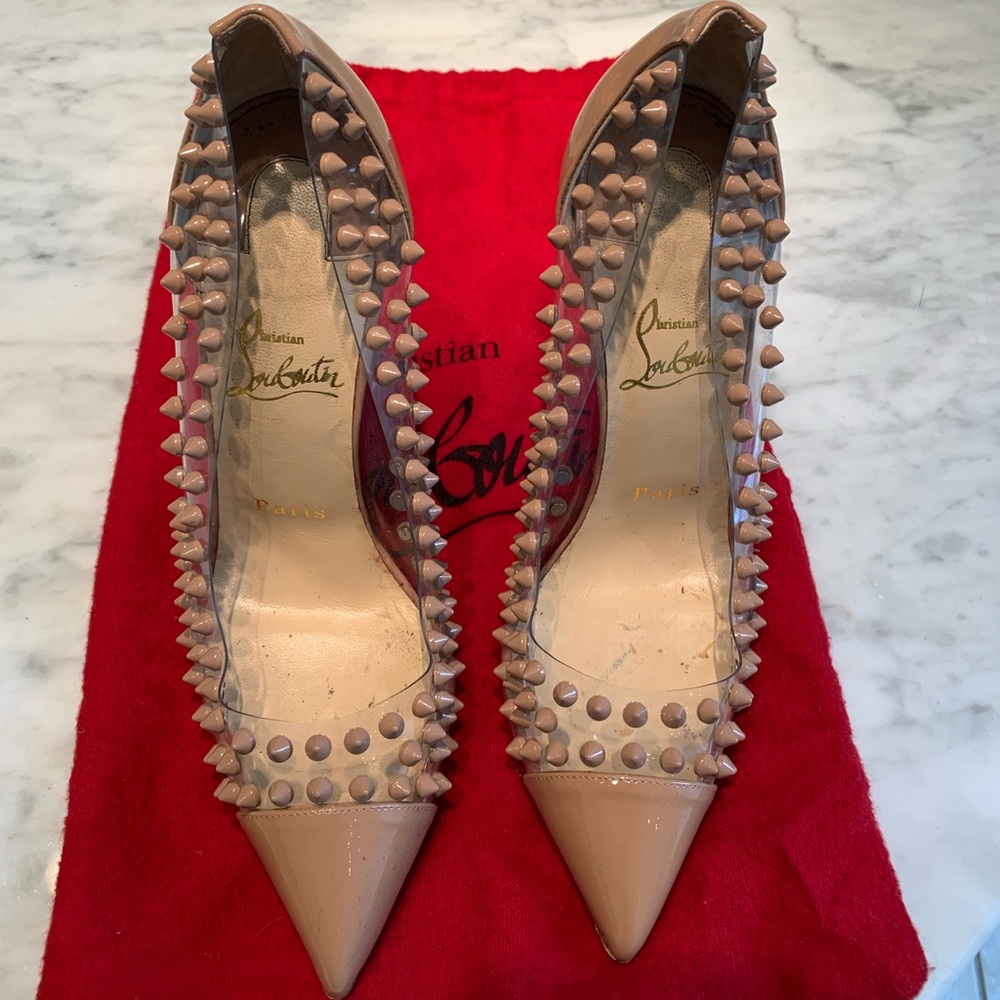 Christian Louboutin 'Spike Me' PVC Nude  size 38